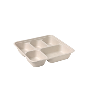 Sugarcane Container 5 Compartment Natural